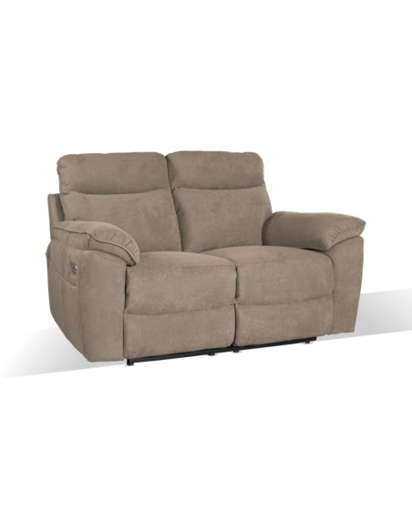 Divano recliner Boston 2 posti elettrico in tessuto giulia 9703 cappuccino - Kallea