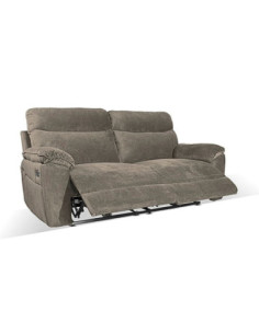 Divano recliner Boston 3 posti manuale in tessuto barrel 21 tortora - Kallea 2