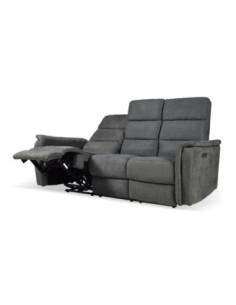 Divano recliner elettrici Faber 3 posti in tessuto grigio scuro - Kallea 2