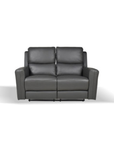 Divano recliner elettrici Claus 2 posti in vera pelle colore grigio scuro - Kallea 2