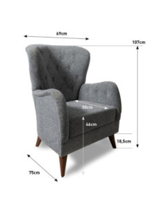 Poltrona Kinda in tessuto grigio schienale capitonè - Kallea 2