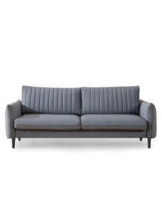 Divano Abra in velluto Milano 03 grigio chiaro 3 posti funzione letto con piedini neri - Kallea 2