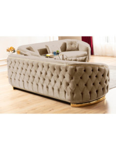 Divano Venice 3 posti in tessuto Babyface 03 tortora con gambe oro - Kallea 2