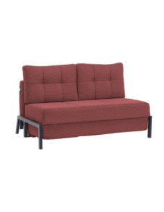 Divano letto Gibson 2 posti in velluto a coste bordeaux - Kallea 2