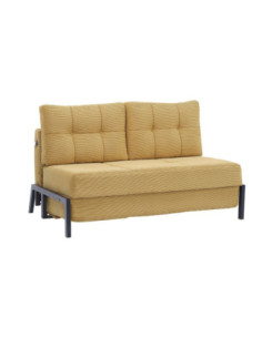 Divano letto Gibson 2 posti in velluto a coste senape - Kallea 2