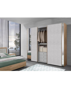 Camera da letto Corinna noce grigio cemento armadio con specchi - Kallea 2