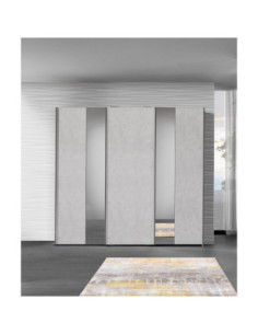 Camera da letto Corinna grigio spatolato grigio cemento armadio con specchi - Kallea 2