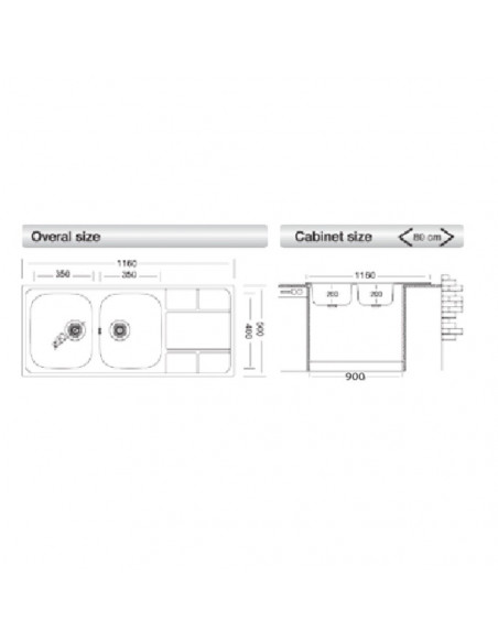 Lavello XTREND 333 116x50 cm sinistro - Kallea