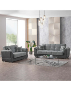 Divano letto Larissa 2 posti contenitore in Crown 18 grigio - Kallea 2