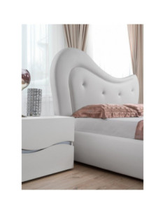 Camera da letto Galatea con letto imbottito contenitore e armadio 2 ante scorrevoli con specchi bianco e particolari glitter ... 2