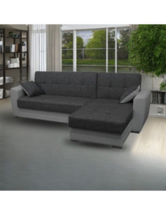 Divano letto Dynamic con penisola reversibile e contenitore doppio colore grigio chiaro e grigio scuro - Kallea 2