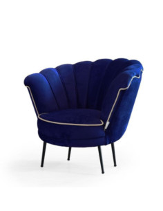 Poltrona Orel in velluto blu Milano 49 bordo beige Milano 31 - Kallea 2