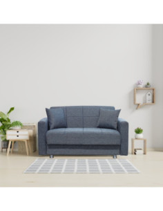 Divano Marbella 2 posti con letto contenitore in tessuto Mina 10 grigio scuro - Kallea