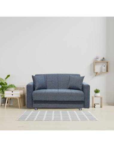 Divano Marbella 2 posti con letto contenitore in tessuto Mina 10 grigio scuro - Kallea