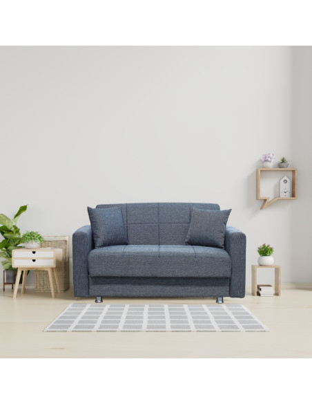 Divano Marbella 2 posti con letto contenitore in tessuto Mina 10 grigio scuro - Kallea