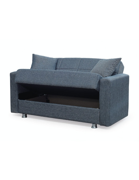 Divano Marbella 2 posti con letto contenitore in tessuto Mina 10 grigio scuro - Kallea