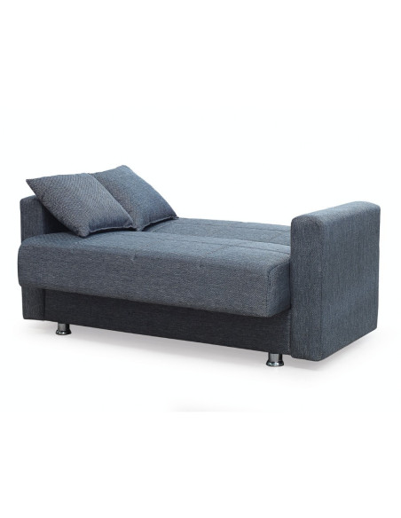 Divano Marbella 2 posti con letto contenitore in tessuto Mina 10 grigio scuro - Kallea