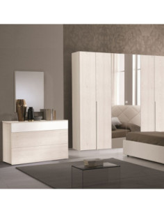 Camera da letto Sefura eucalipto bianco letto armadio con specchi - Kallea 2