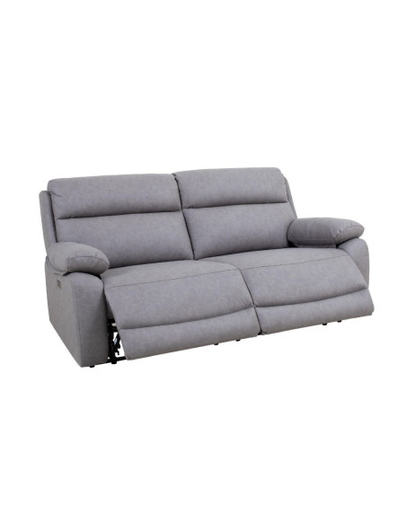 Divano 2 Posti maxi Siviglia doppio recliner elettrico nabuk light grey - Kallea