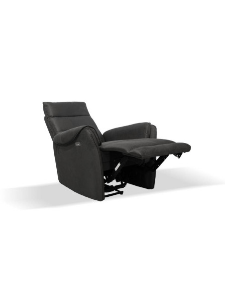 Poltrona Thun recliner elettrico effetto nabuk grigio - Kallea