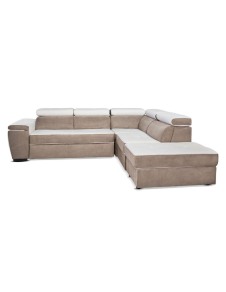 Divano Kutri penisola letto e contenitore bicolore Luna01 bianco e Luna05 caribou - Kallea