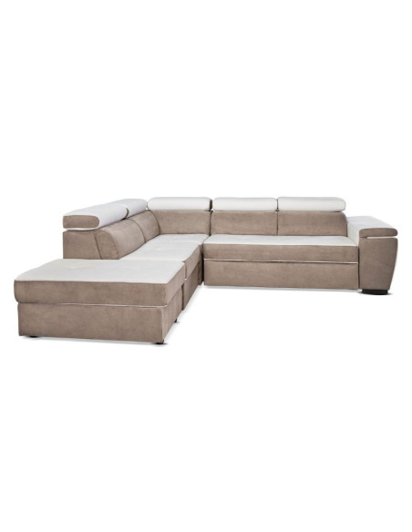 Divano Kutri penisola letto e contenitore bicolore Luna01 bianco e Luna05 caribou - Kallea