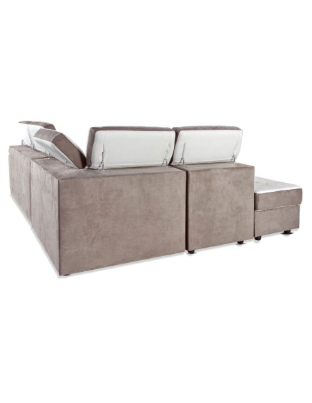 Divano Kutri penisola letto e contenitore bicolore Luna01 bianco e Luna05 caribou - Kallea