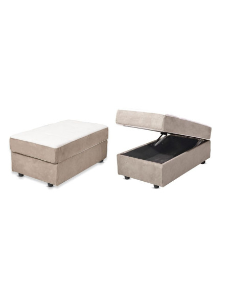 Divano Kutri penisola letto e contenitore bicolore Luna01 bianco e Luna05 caribou - Kallea