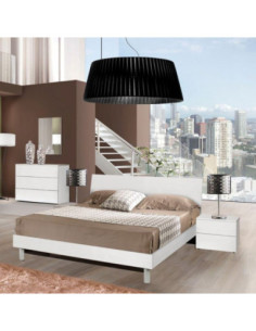 Camera Urano con armadio 6 ante battenti e letto in legno colore bianco larice - Kallea 2