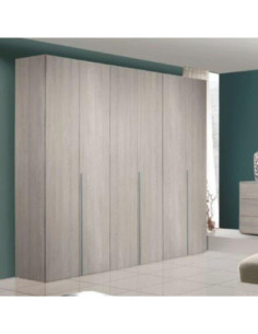 Camera Urano con armadio 6 ante battenti e letto in legno colore olmo perla - Kallea 2