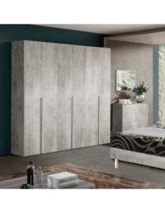 Camera Urano con armadio 6 ante battenti e letto in legno colore ossido - Kallea 2