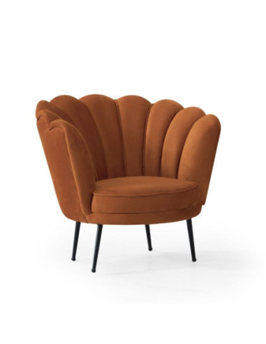 Poltrona Orel in velluto ruggine Milano 09 con piedini neri - Kallea