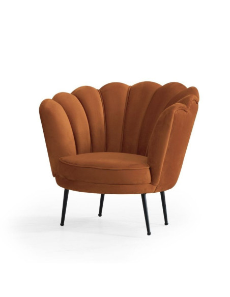Poltrona Orel in velluto ruggine Milano 09 con piedini neri - Kallea