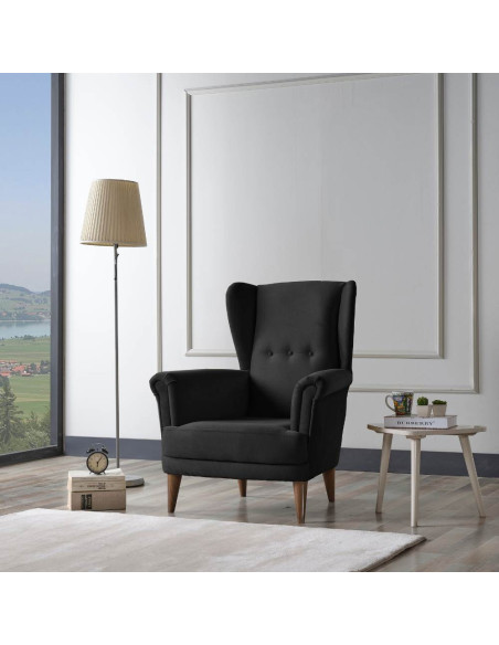 Poltrona Olive Bergere tessuto grigio scuro - Kallea