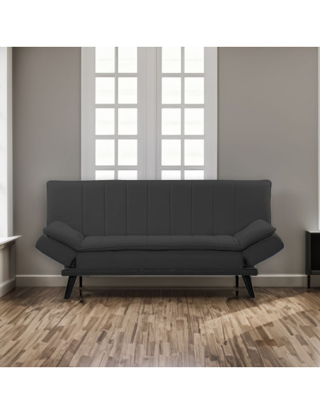 Divano letto Kyl in tessuto grigio scuro con piedi metallo neri - Kallea