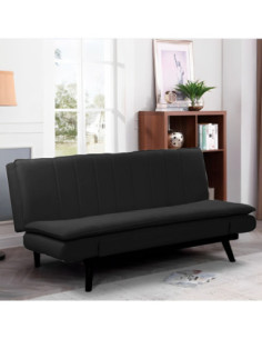 Divano letto Kyl in tessuto grigio scuro con piedi metallo neri - Kallea 2