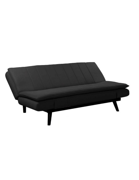 Divano letto Kyl in tessuto grigio scuro con piedi metallo neri - Kallea