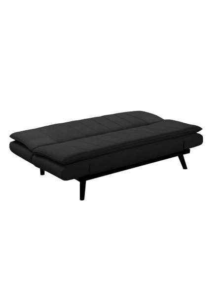 Divano letto Kyl in tessuto grigio scuro con piedi metallo neri - Kallea