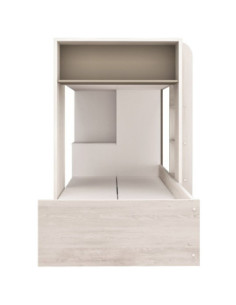 Cameretta 1264 con letto a castello con due cassettoni e armadio reversibile colore bianco consumato e tortora - Kallea 2