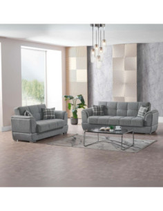 Divano letto Larissa 3 posti contenitore in Crown 18 grigio - Kallea 2