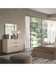 Camera da letto Berta canapa frassinato armadio scorrevole con specchi - Kallea 2