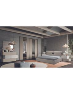 Camera da letto Chiara canapa e bianco frassinato con glitter a contrasto - Kallea 2