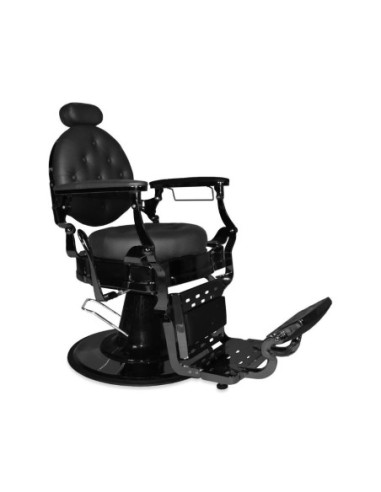 Poltrona da barbiere Ultron reclinabile in ecopelle nero con braccioli e struttura nero - Kallea