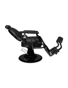 Poltrona da barbiere Ultron reclinabile in ecopelle nero con braccioli e struttura nero - Kallea 2