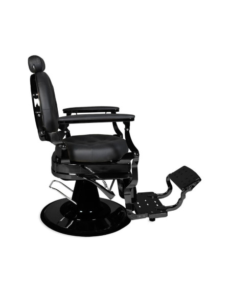 Poltrona da barbiere Ultron reclinabile in ecopelle nero con braccioli e struttura nero - Kallea