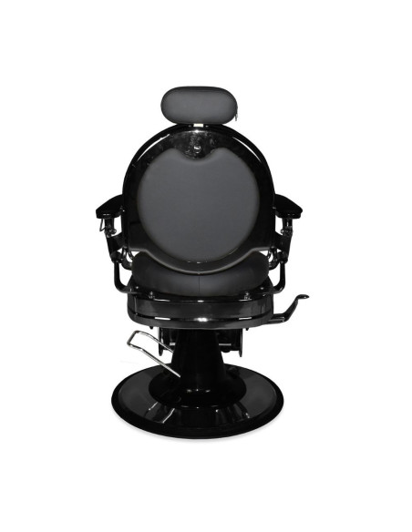 Poltrona da barbiere Ultron reclinabile in ecopelle nero con braccioli e struttura nero - Kallea