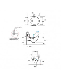 Bidet sospeso Globo serie Bowl+ cod: BPS10BI dimensioni 50 x 38 cm bianco lucido - Kallea 2