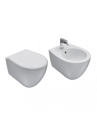 Sanitari sospesi Globo serie Bowl+ 50cm con sistema scarico ottimizzato bianco lucido sedile rallentato - Kallea