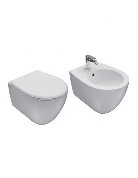 Sanitari sospesi Globo serie Bowl+ 50cm con sistema scarico ottimizzato bianco lucido sedile rallentato - Kallea