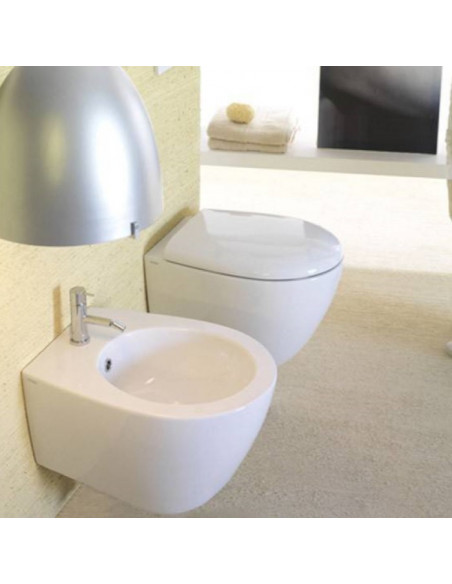 Sanitari sospesi Globo serie Bowl+ 50cm con sistema scarico ottimizzato bianco lucido sedile rallentato - Kallea
